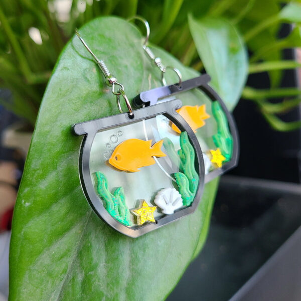 Wholesale Colorful Transparent Acrylic Water Grass Goldfish Tank Goldfish Earrings