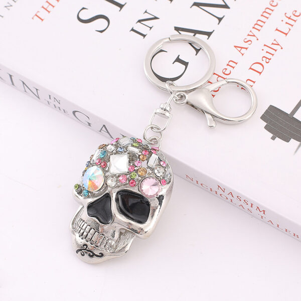 Wholesale Zinc Alloy Color Rhinestone Skull Keychain