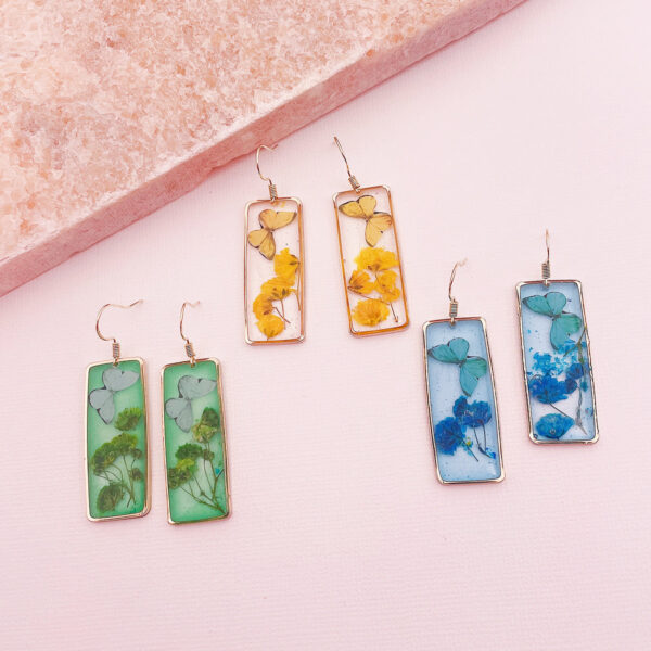 O1CN016enlcv1GNsoqoEVhX__4215950611-0-cib Wholesale Butterfly Drop Glue Preserved Flower Rectangular Earrings