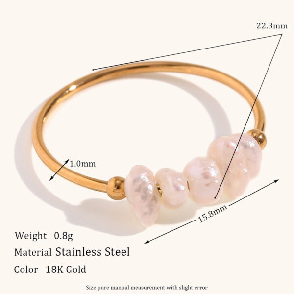 Wholesale Fine Freshwater Pearl Stainless Steel Gold Plated Ring