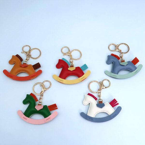 Wholesale Handmade Green Horse Bags Hanging Pieces Artificial Leather Keychains