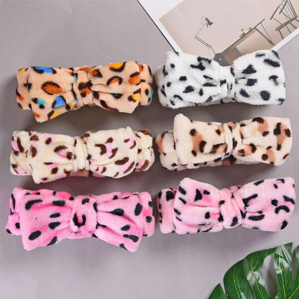 Wholesale Leopard Bow Coral Fleece Headband