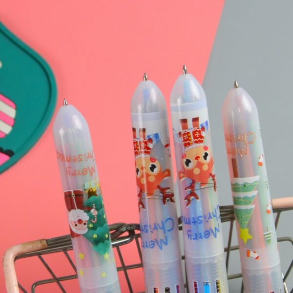 Wholesale Christmas Ten Color Plastic Ballpoint Pens