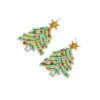 Wholesale Creative Hollowed Out Diamond Christmas Tree Colored Diamond Earrings