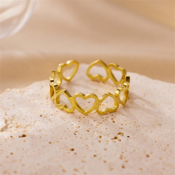 Wholesale 18K Gold Stainless Steel Hollow Heart Opening Ring
