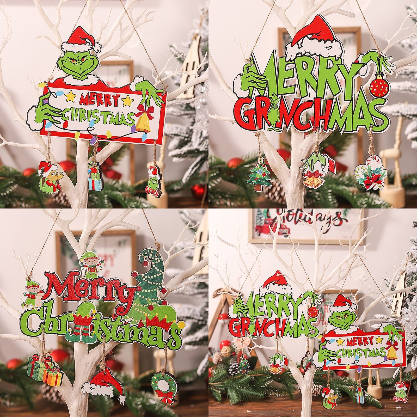 Wholesale Christmas Splies Greenwich Christmas Merry Signboard Wooden Pendant Decoration