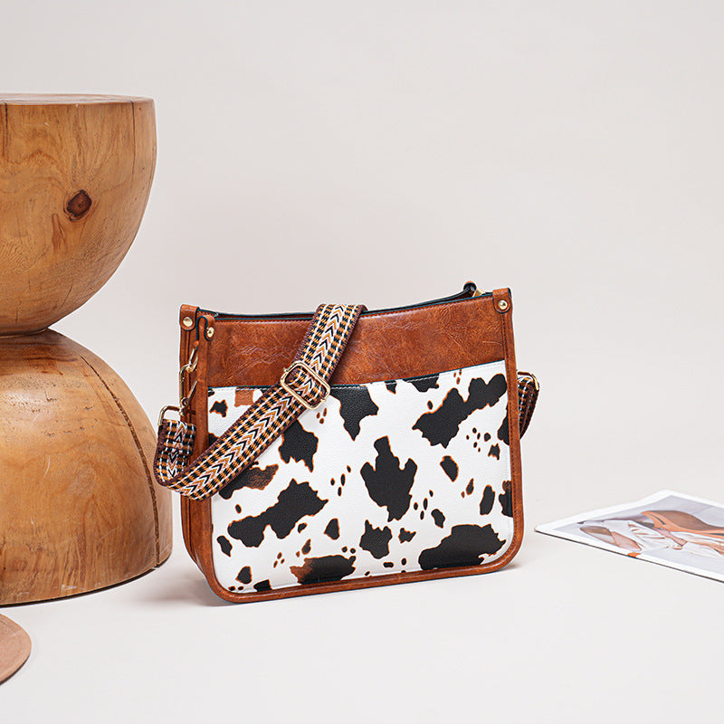 Wholesale Cow Pattern PU One Shoulder Large Bag Large Capacity Tote Bag