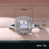 Wholesale Ring Copper Zircon Square Flash Diamond OLY-RS-CaoS007