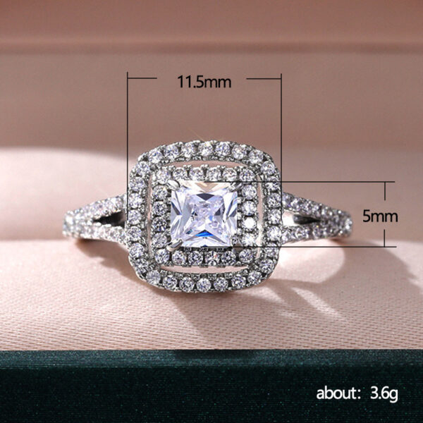 Wholesale Ring Copper Zircon Square Flash Diamond OLY-RS-CaoS007
