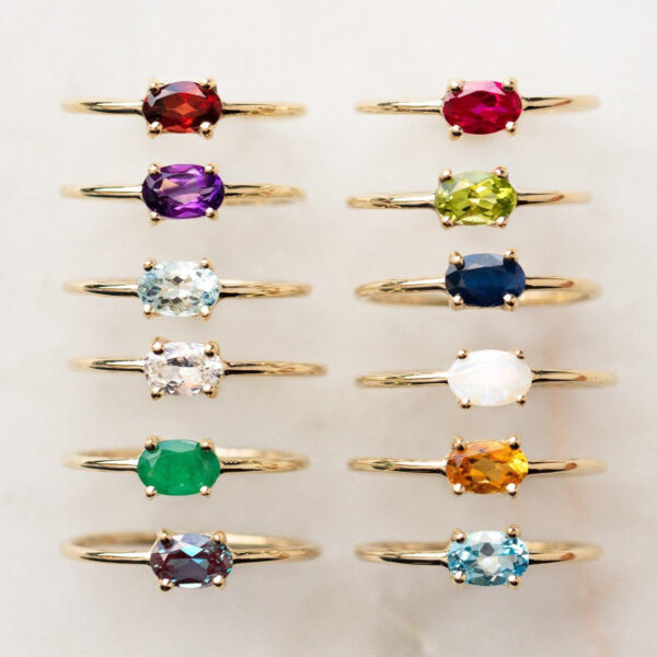 Wholesale 18K Gold 12 Zodiac Birthstone Stainless Steel Rings