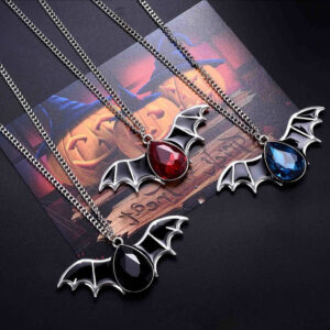 Wholesale Cross-border Explosive Jewelry Halloween Bat Necklace Female Personality Punk Drop Oil Couple Pendant Male Woolen Chain Jewelry