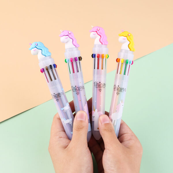 Wholesale Plastic Cartoon Unicorn 10-color Ballpoint Pen