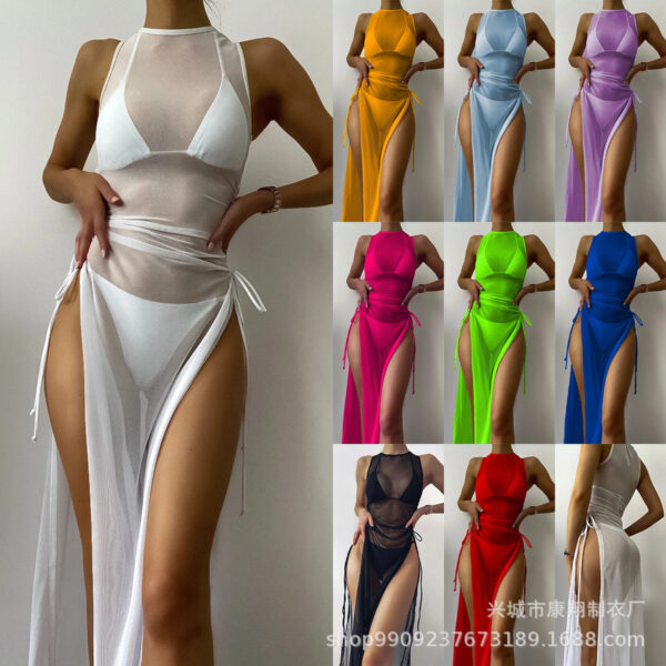 O1CN016q8B4R22mho1yrFo3_2212843417163-0-cib Wholesale Three Points Solid Color Mesh Polyester Swimwear