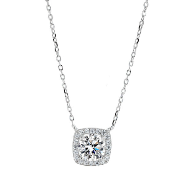 Wholesale Diamond Inlaid Square Sterling Silver Necklaces