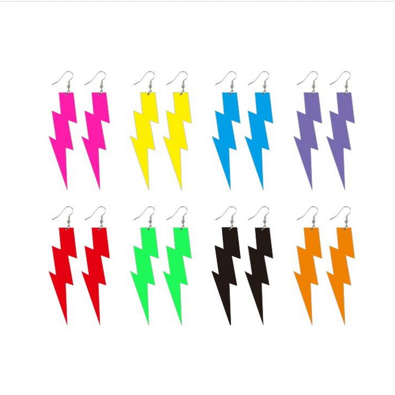 Wholesale Large Multi-Color Fluorescent Lightning Earrings European and American Acrylic Geometric Long Ladies Elegant Earrings Jewelry Aessories