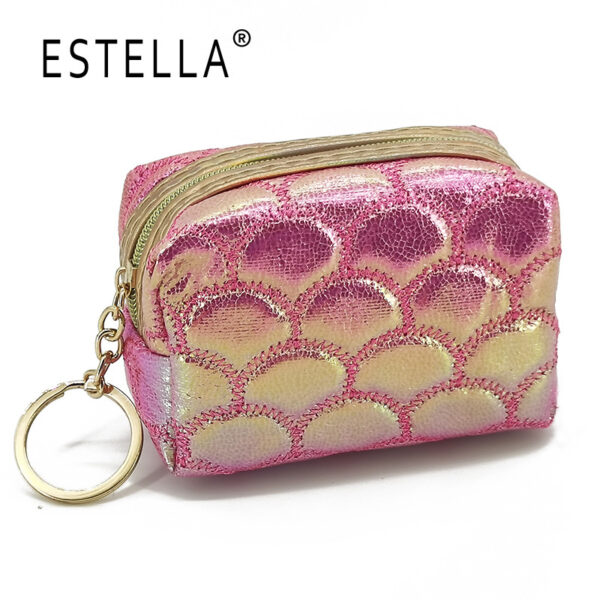 O1CN016rht8K1Ma8zCmEBhi_2206772081450-0-cib Wholesale Colorful Fish Scale Pattern Embroidered Mini Portable Storage Bag Polyester Wallet Keychains