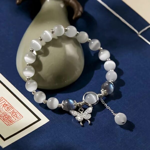 Wholesale Butterfly Opal Aquamarine Gray Moonlight Crystal Beaded Bracelet