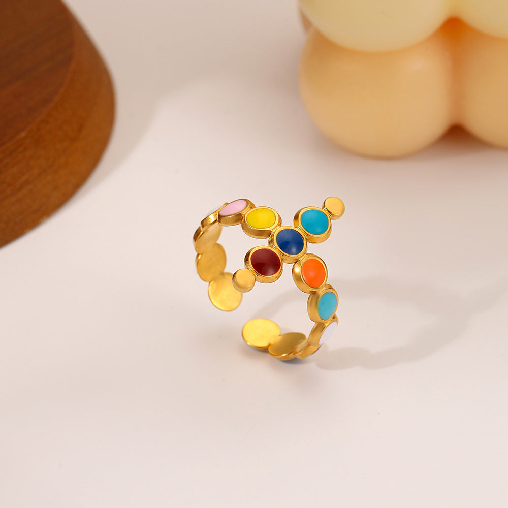Wholesale Stainless Steel Golden Opening Iridescence Oil ipping Ring