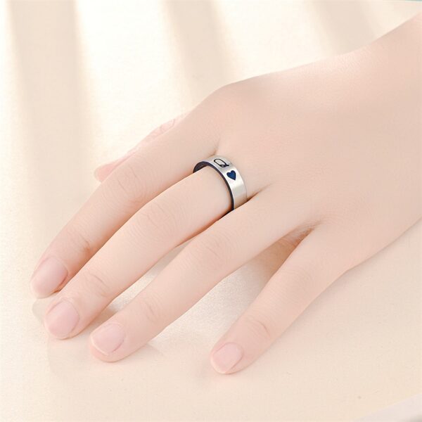 Wholesale Playing Card K Q Valentine's Day Titanium Steel Rings