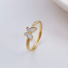 Wholesale Simple Titanium Steel White Shell Butterfly Ring