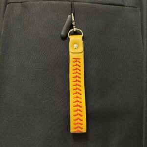 A yellow leather keychain