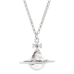 Xl1547-4 silver saturn necklace