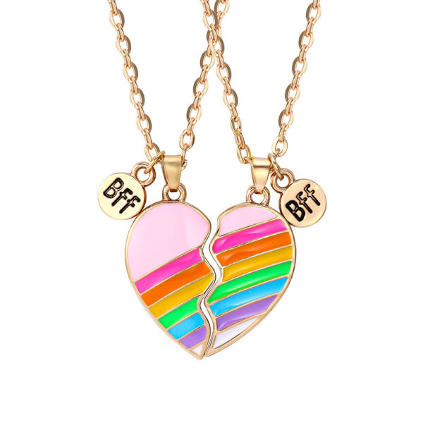 Wholesale Rainbow Burger Fries Fashion Love Splicing Necklaces
