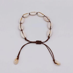 Brown rope anklet 9 shell