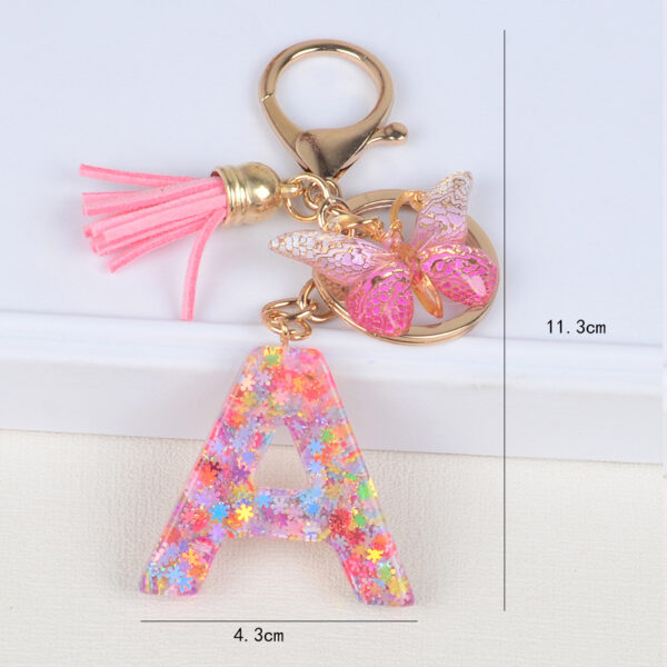 Wholesale Sequin Snowflake Letter Resin Keychains