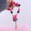 Wholesale Cartoon Valentine's Day Leopard Print Love Swan Silicone Beaded Wrist Keychain