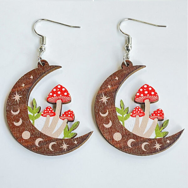 Wholesale Easter Mushroom Cross Rabbit Egg Wooden Earrings