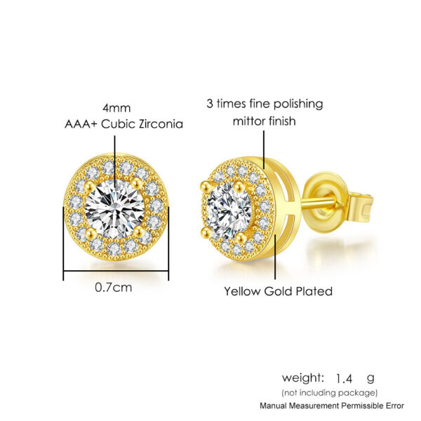 Wholesale Round Full Diamond Hip Hop Zircon Earrings