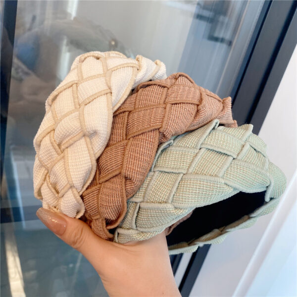 O1CN0177caWl1Qp2W6ZwQrB_936802024-0-cib Wholesale Autumn and Winter High Skull Wide Edge Braided Houndstooth Headband