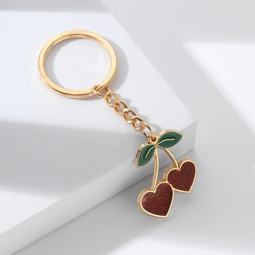 Wholesale Lovely Peach Cherry Alloy Key Chain