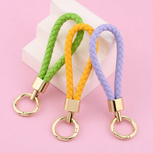 Wholesale PU Leather Woven Lanyard Keychain