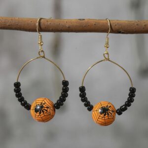 O1CN017ABF4D1Bs2rTr2buS__0-0-cib Wholesale Halloween Women's Fashion Funny Pumpkin Spider Wood Earrings