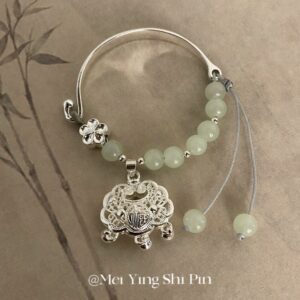 Jasper Qinghuan Ping An Lock Half Bracelet