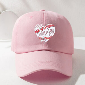 Printed MAMA Baseball Love Baseball Cap-Pink / Free size