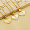 Wholesale 26 English Letters Love Heart Inlaid with Shell Stainless Steel Necklace