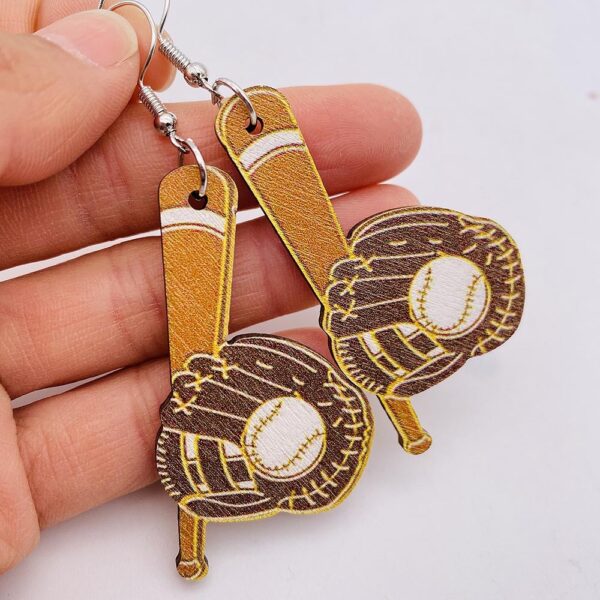 Wholesale Sports Baseball Football Wooden Earrings