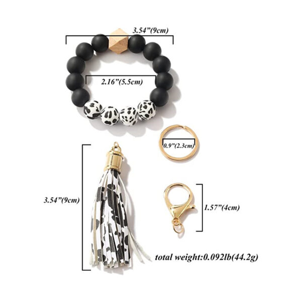 Wholesale Leopard Print Silicone Bead Leather Tassel Hand Wrist Keychain
