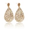 Wholesale Gold Glitter Glitter Powder Leather PU Drop Shape Earrings