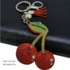 Wholesale Creative Diamond Hot Diamond Cherry 3D Stereo Rhinestone Fruit Keychains