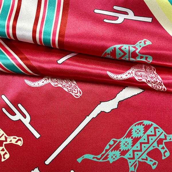 Wholesale Fashion Printed Bull Elephant Cactus Large Square Scarf Silky Scarf