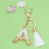 Wholesale White Tassel 26 Letter Crystal Resin Keychain