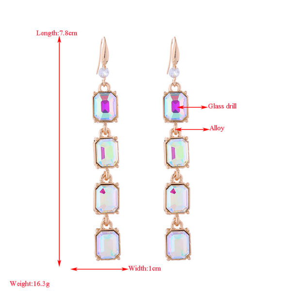 Wholesale Colorful Crystal Alloy Inlaid Glass Diamond Multi-layer Earrings