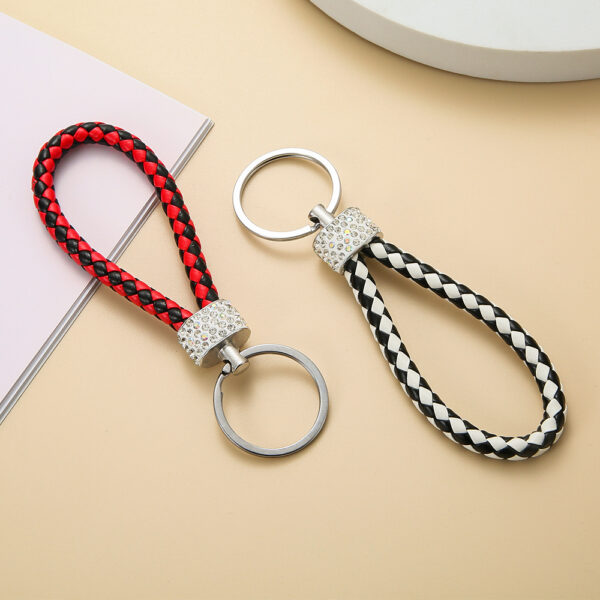 Wholesale Braided Color Leather Rope Keychain