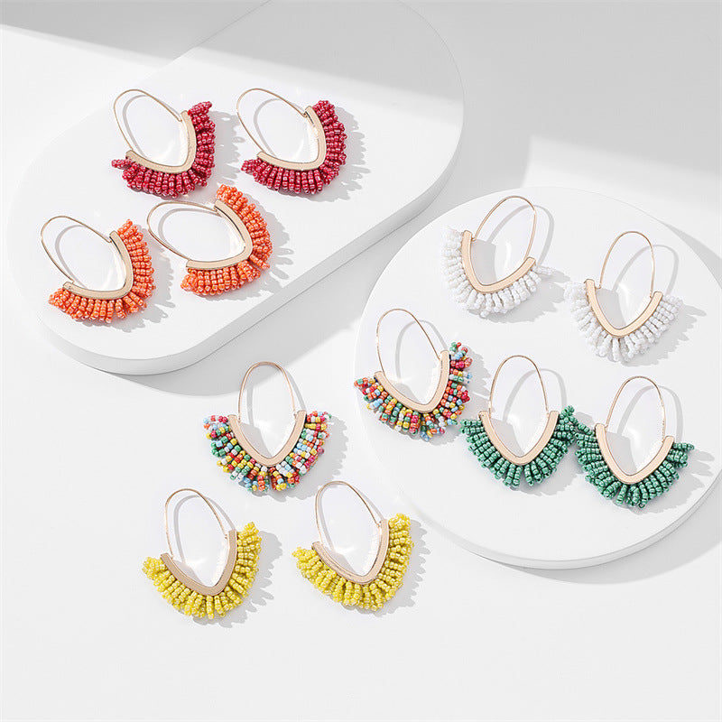 Wholesale V Shape Tassels Rice Beads Earrings