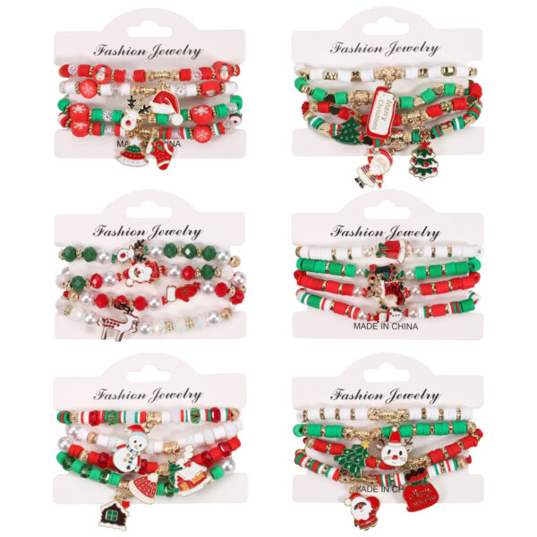 Wholesale Christmas Woven Adjustable Snowman Christmas Tree Old Man Deer Antler Bracelet