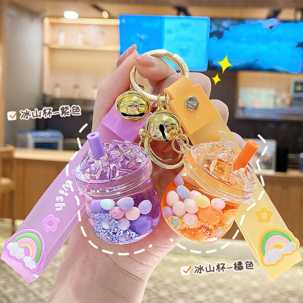 O1CN017MTpQ320h62GwT9K2_2214149986880-0-cib Wholesale Oil Filled Colored Milk Tea Cups Plastic Keychains